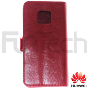 Huawei Mate 20 Pro, Leather Wallet Case, Color Red,