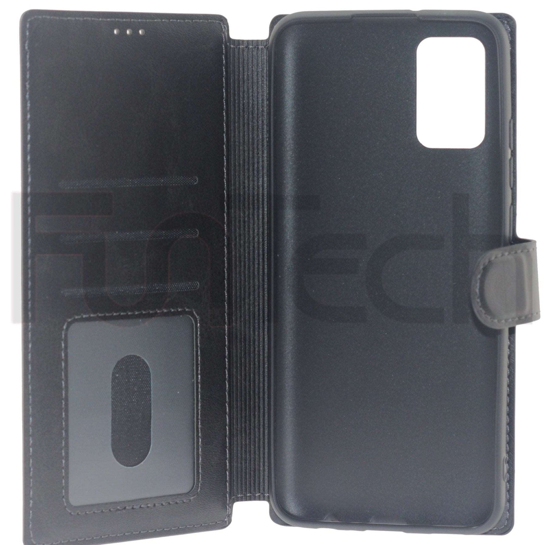 Samsung A02S, Leather Wallet Case, Color Black.