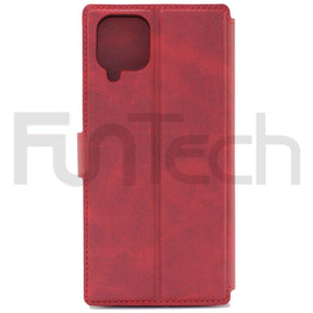 Samsung A12 Leather Wallet Case Color Red