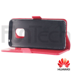 Huawei Mate 20 Pro, Leather Wallet Case, Color Red,
