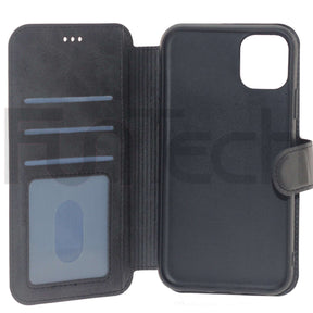BORO Casae for Apple iPhone 11, Leather Wallet Flip Case, Color Black.