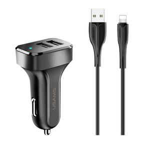 Adapter: -Dual-port output, supporting two devices charging at the same time -Intelligent current adaptation, fast charging no heat -Fireproof ABS shell, shock-proof and fall-proof -12V-24V voltage input, suitable for most car -Small size and portable -LED indicator Blue -Single USB output 5V=2.1A -Dual USB output 5V=2.1A Cable: -Fast and safe to charge -Support charging and data transmission -Extended SR, durable in use -PVC cable, convenient to use -Material PVC -Output 2A -Length 1m