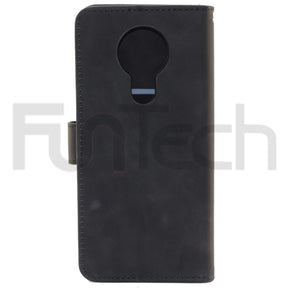 Nokia 3.4, Leather Wallet Case, Color Black,