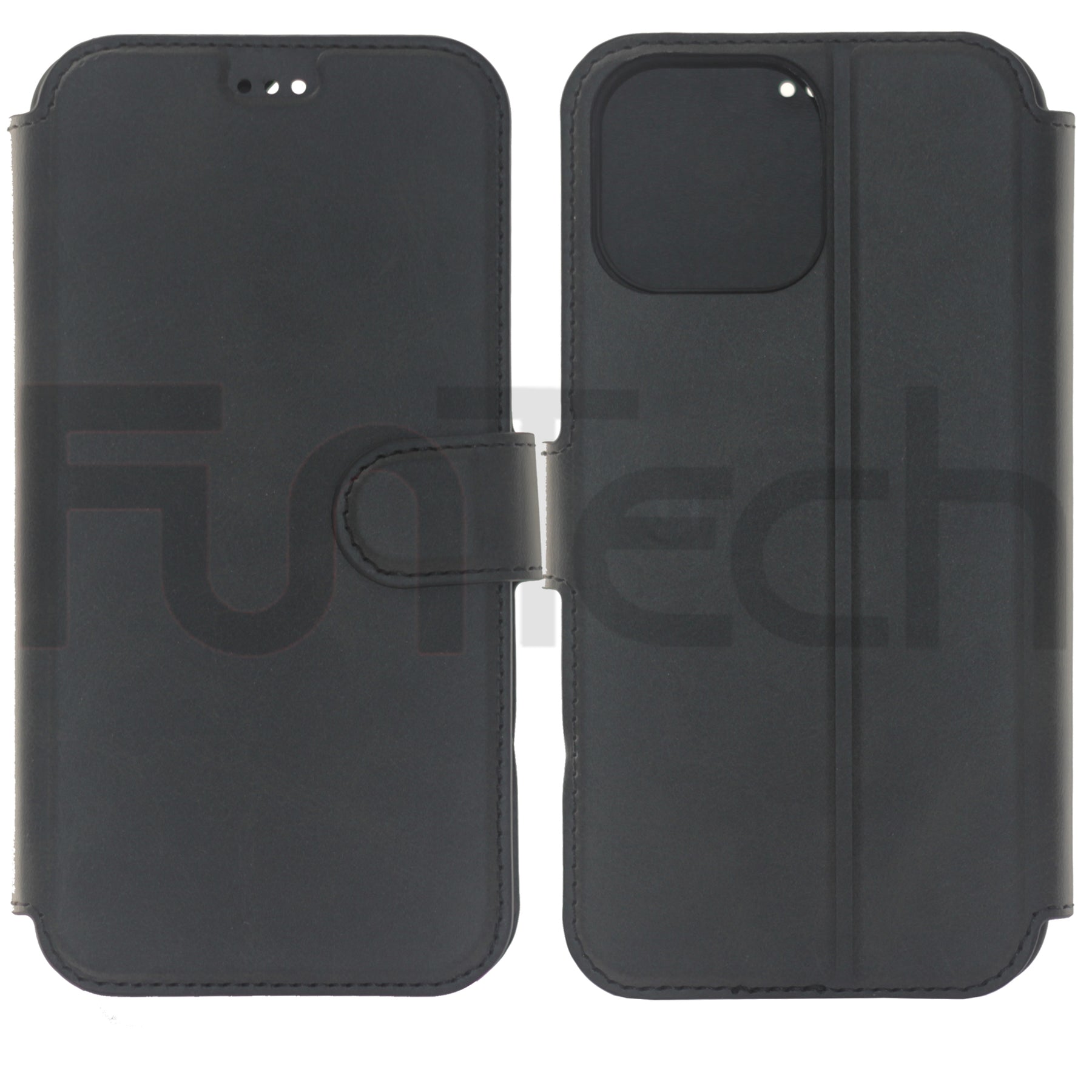 iPhone 13, Leather Wallet Case, Color Black.