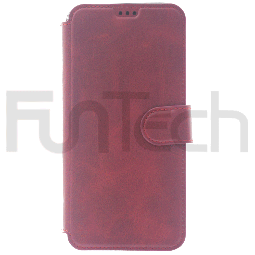 Xiaomi Mi10, Leather Wallet Case, Color Red.