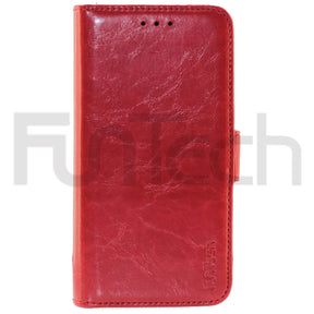 Samsung A3 2017, Leather Wallet Case, Color Red.