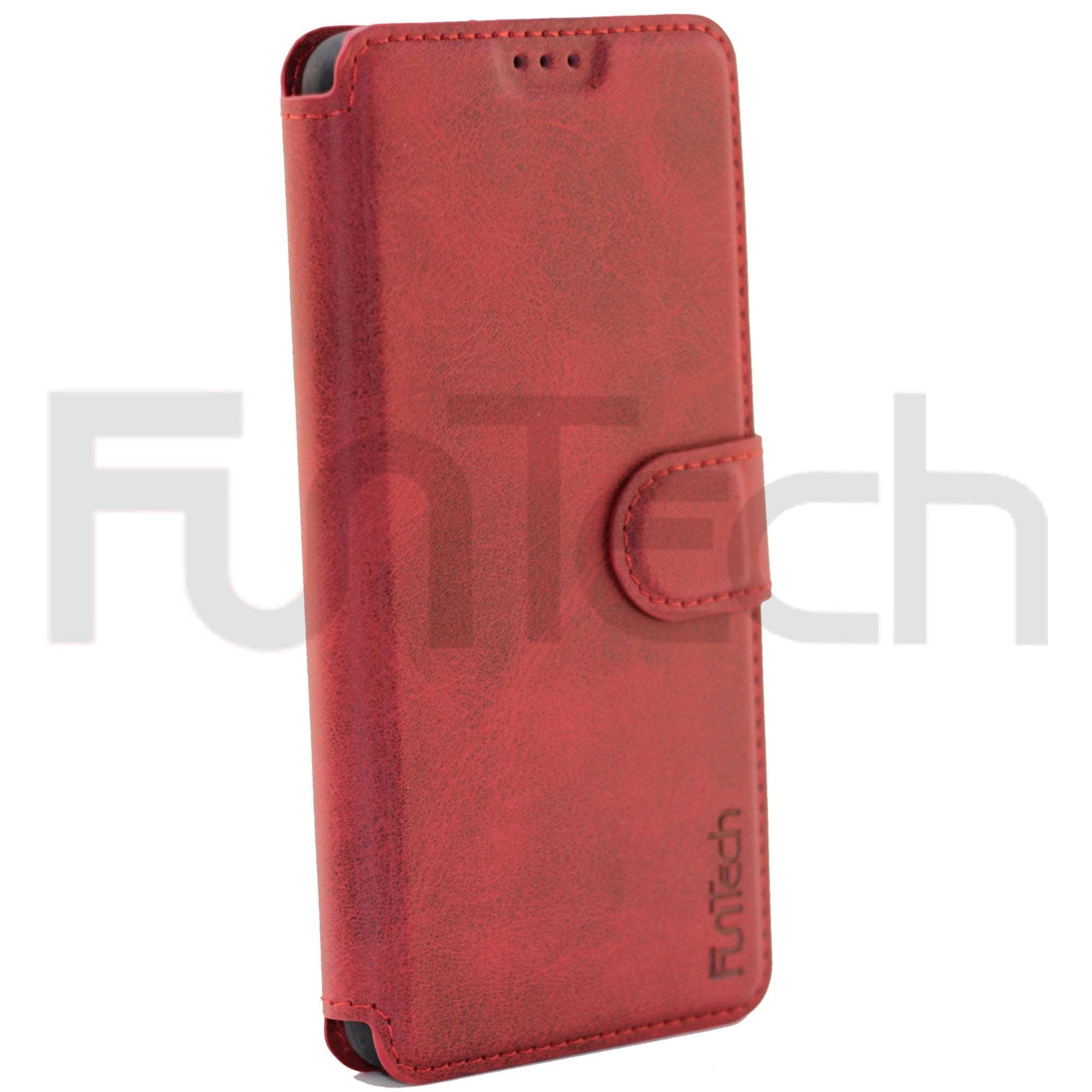 Huawei P40, Leather Wallet Case, Color Red,