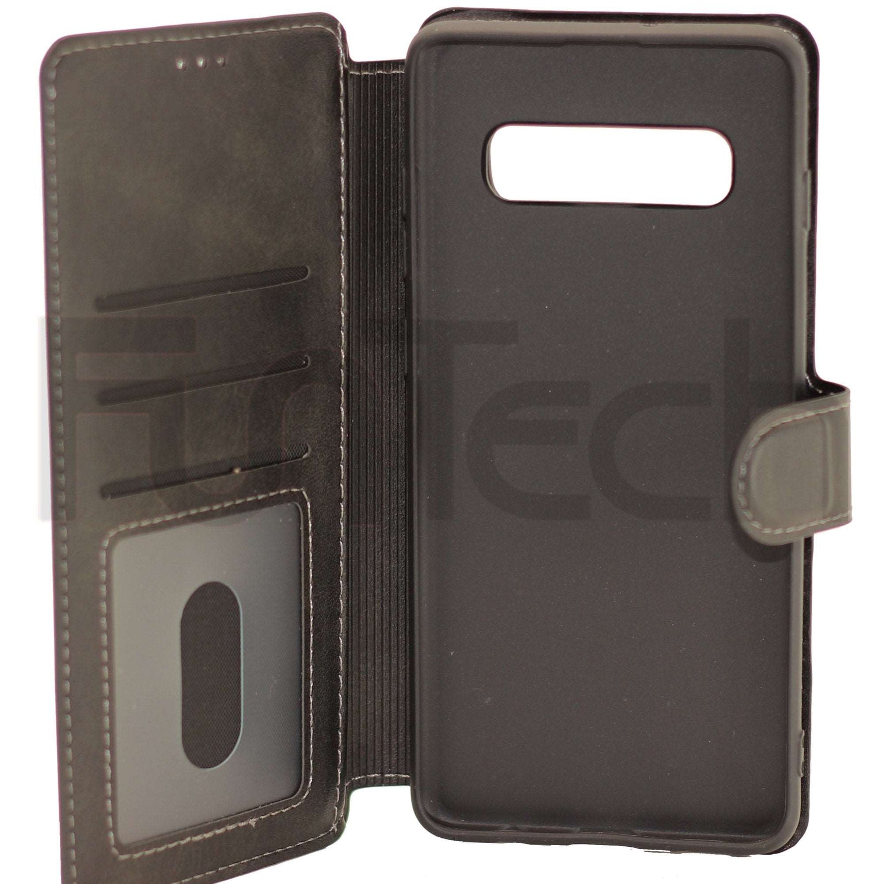 Samsung S10 Plus Leather Wallet Case Color Black