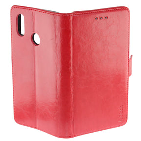 Huawei P20 Lite 2017 Leather Wallet Case, Color Red