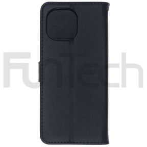 Xiaomi Mi11, Leather Wallet Case, Color Black.
