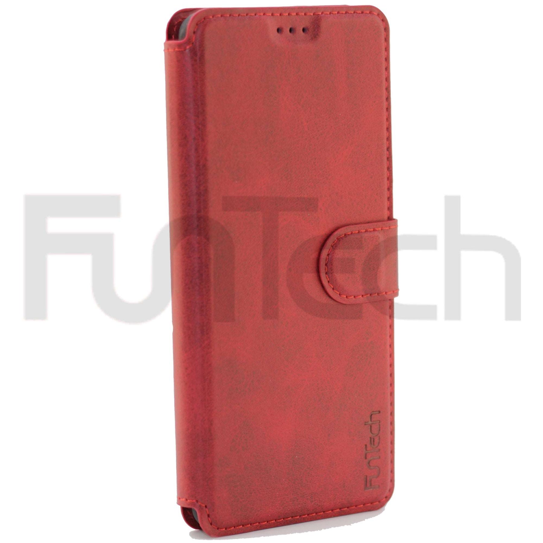 Huawei P30 Pro, Leather Wallet Case, Color Red,