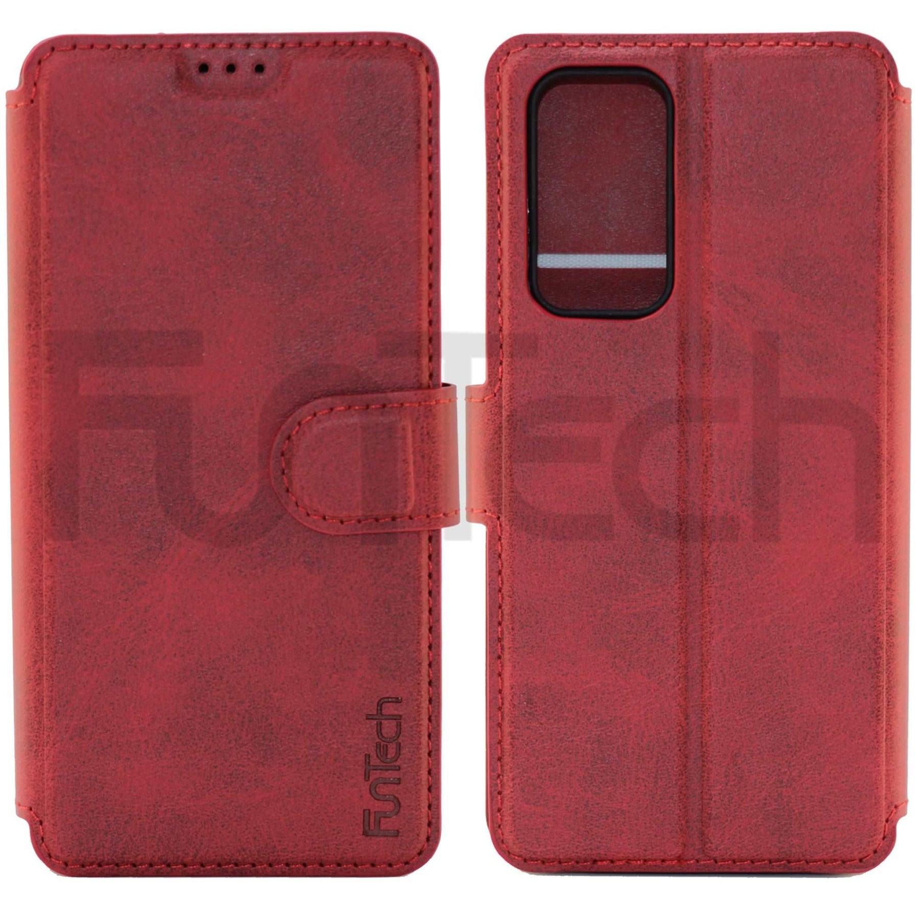 Huawei P40, Leather Wallet Case, Color Red,