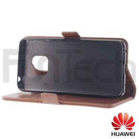 Huawei Mate 20 Pro, Leather Wallet Case, Color Brown,