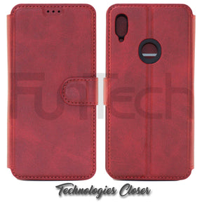 Huawei Y6 2019, Leather Wallet Case, Color Red,