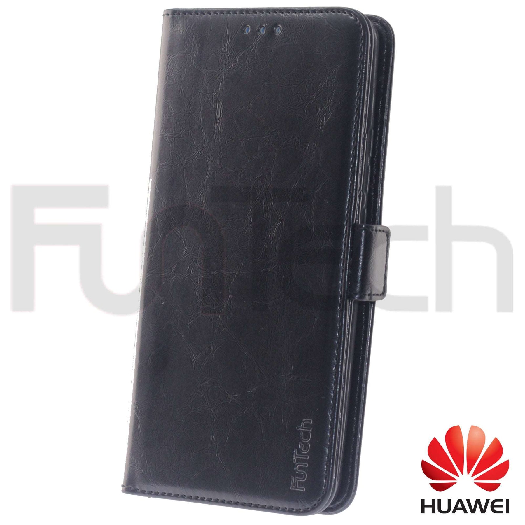 Huawei Mate 20 Pro, Leather Wallet Case, Color Black,