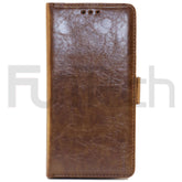 Samsung A6 2018, Leather Wallet Case, Color Brown.