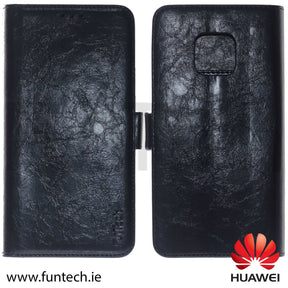 Huawei Mate 20 Pro, Leather Wallet Case, Color Black,