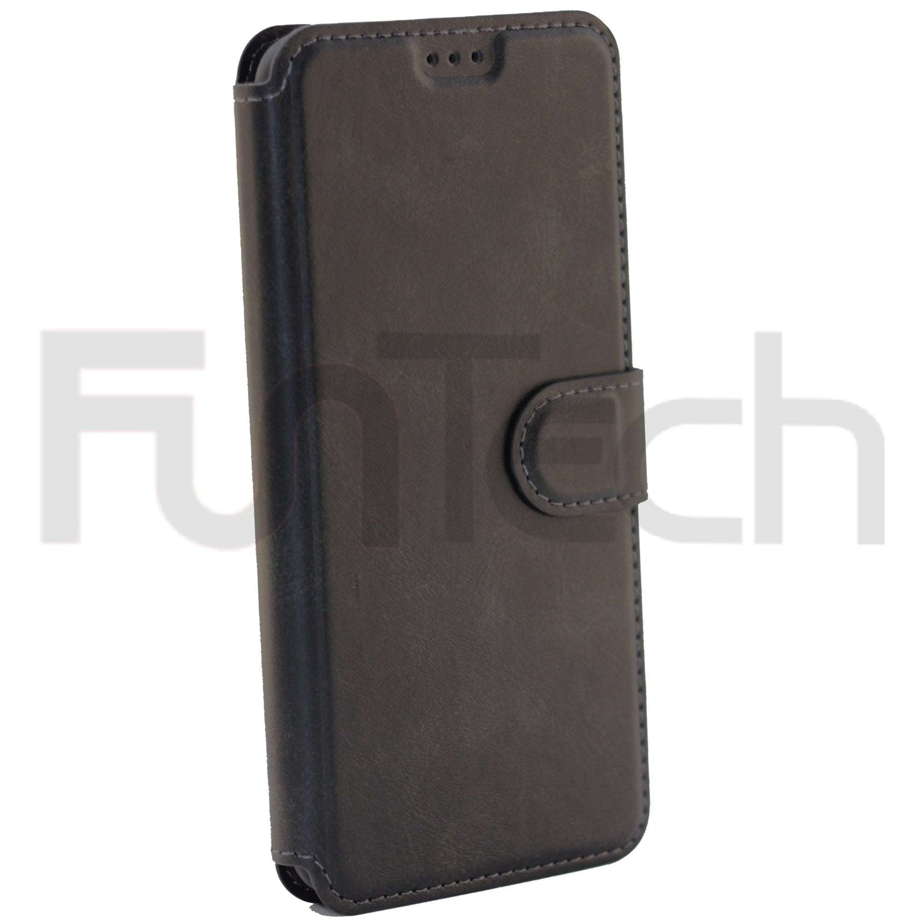 Huawei P Smart 2019, Leather Wallet Case, Color Black,