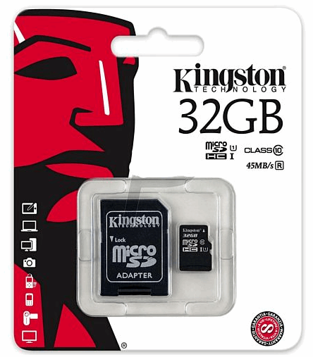 32GB Micro SD card with adaptor Class 10