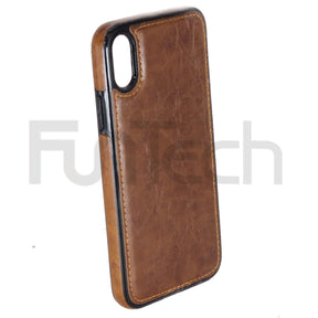 Apple iPhone X Leather Back Cover Case Brown