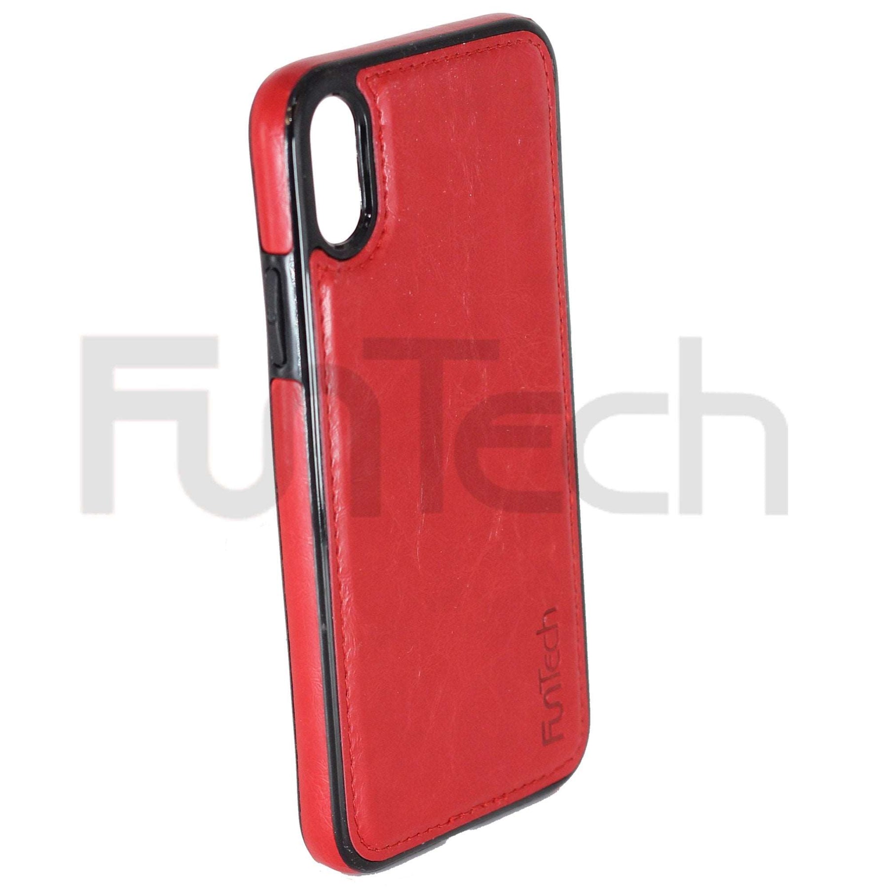 Apple iPhone X Leather Back Cover Case Red