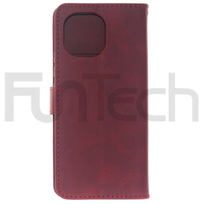 Xiaomi Mi11, Leather Wallet Case, Color Red.
