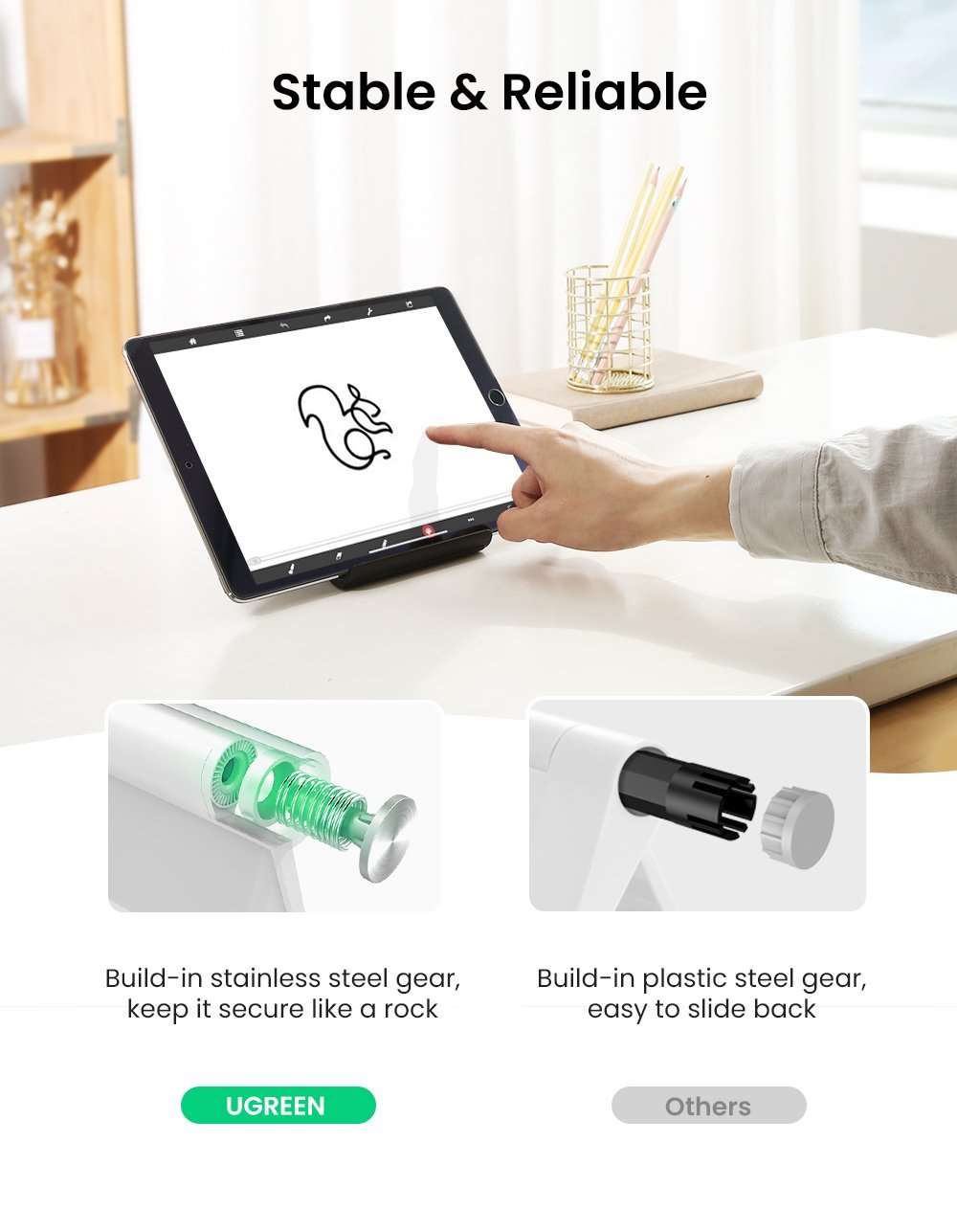 UGREEN Multi Angle Desk Tablet & Phone Stand (White)