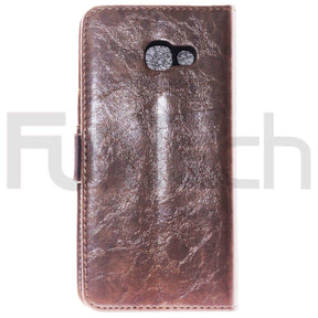 Samsung A5 2017,  Leather Wallet Case, Color Brown.