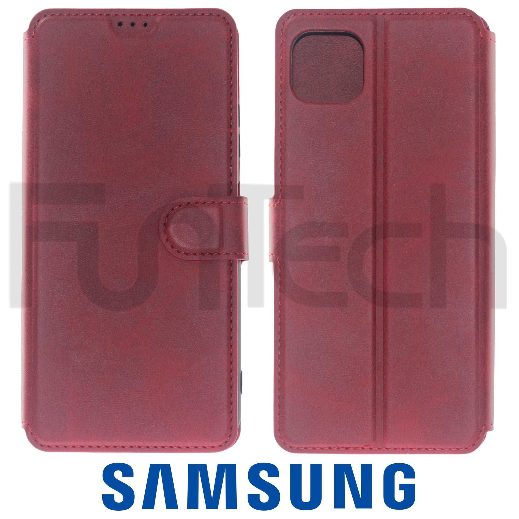 Samsung A22 5G, Leather Wallet Case, Color Red.