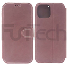 Apple iPhone 12 Pro Case, Leather Wallet Case, Color Pink.