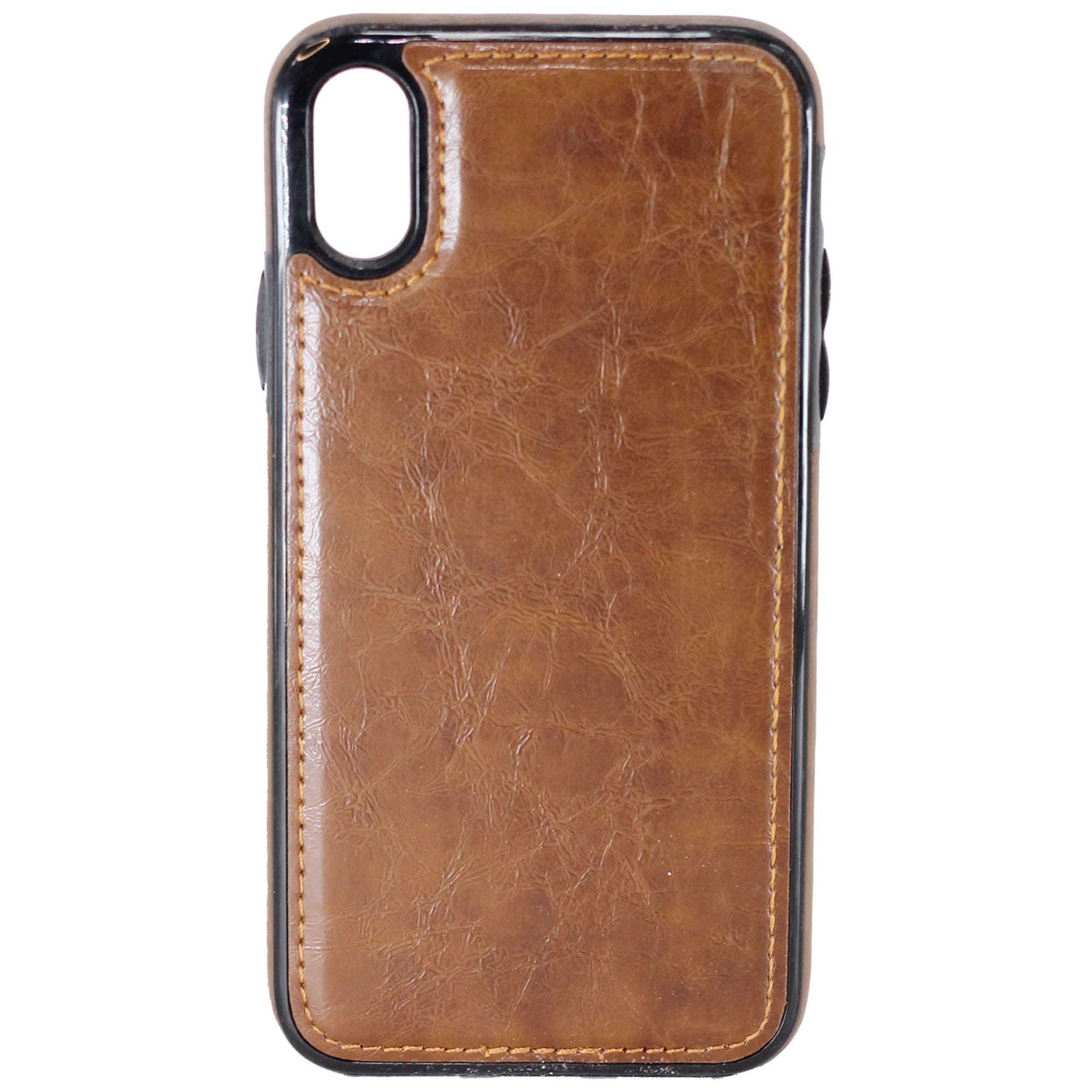 Apple iPhone X & XS Leather Back Cover Case Brown