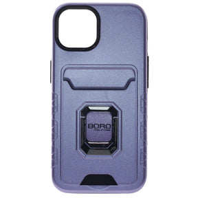 Apple iPhone 13 Pro Max, (BORO)  Magnetic Ring Armor Case with Card Holder, Color Purple