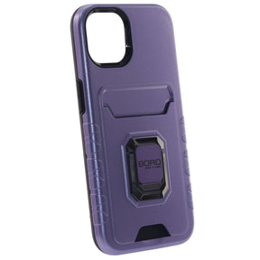 Apple iPhone 12 Pro Max, (BORO) Magnetic Ring Armor Case with Card Holder, Color Purple