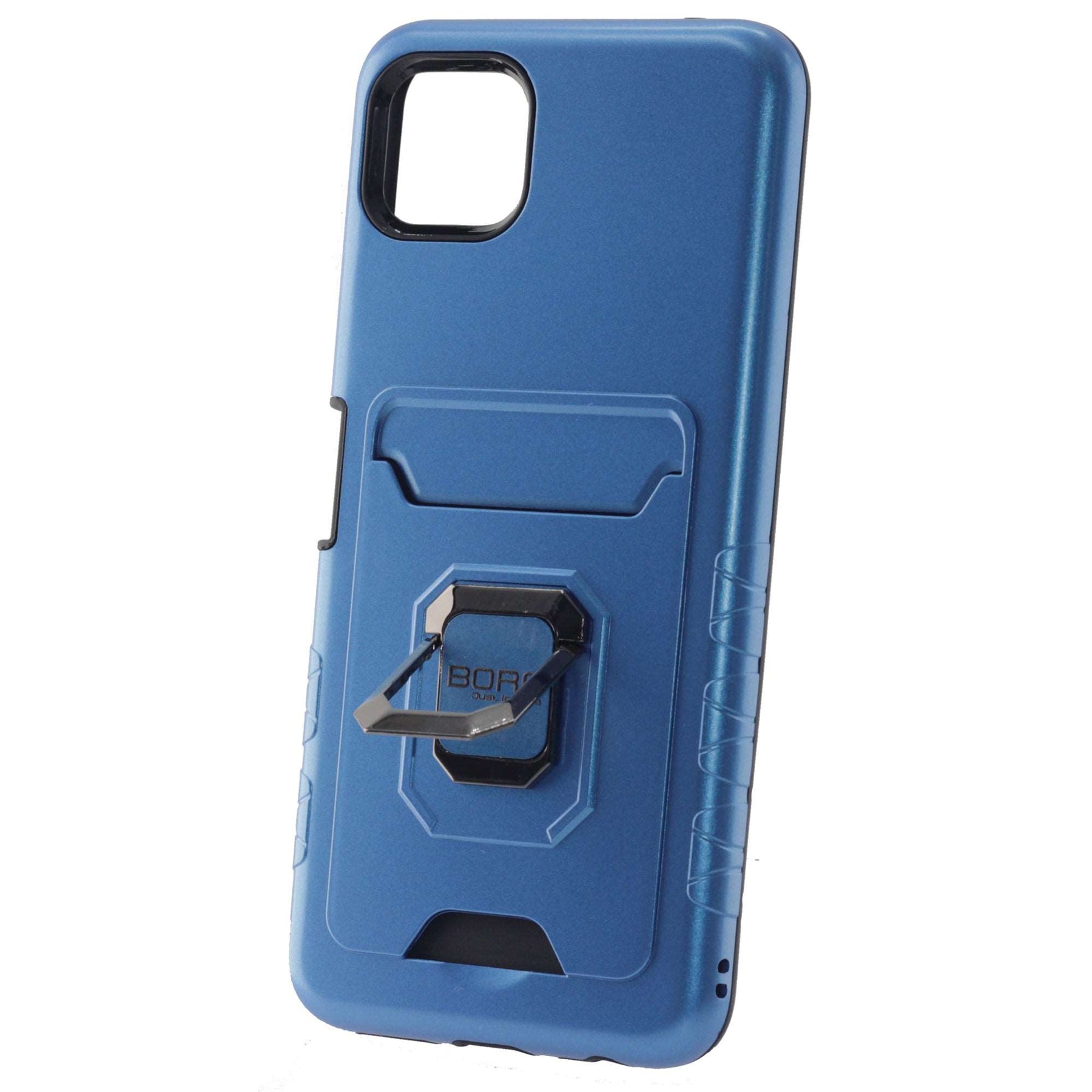 BORO Case For Samsung A22 5G, Magnetic Ring Armor Case with Card Holder, Color Blue