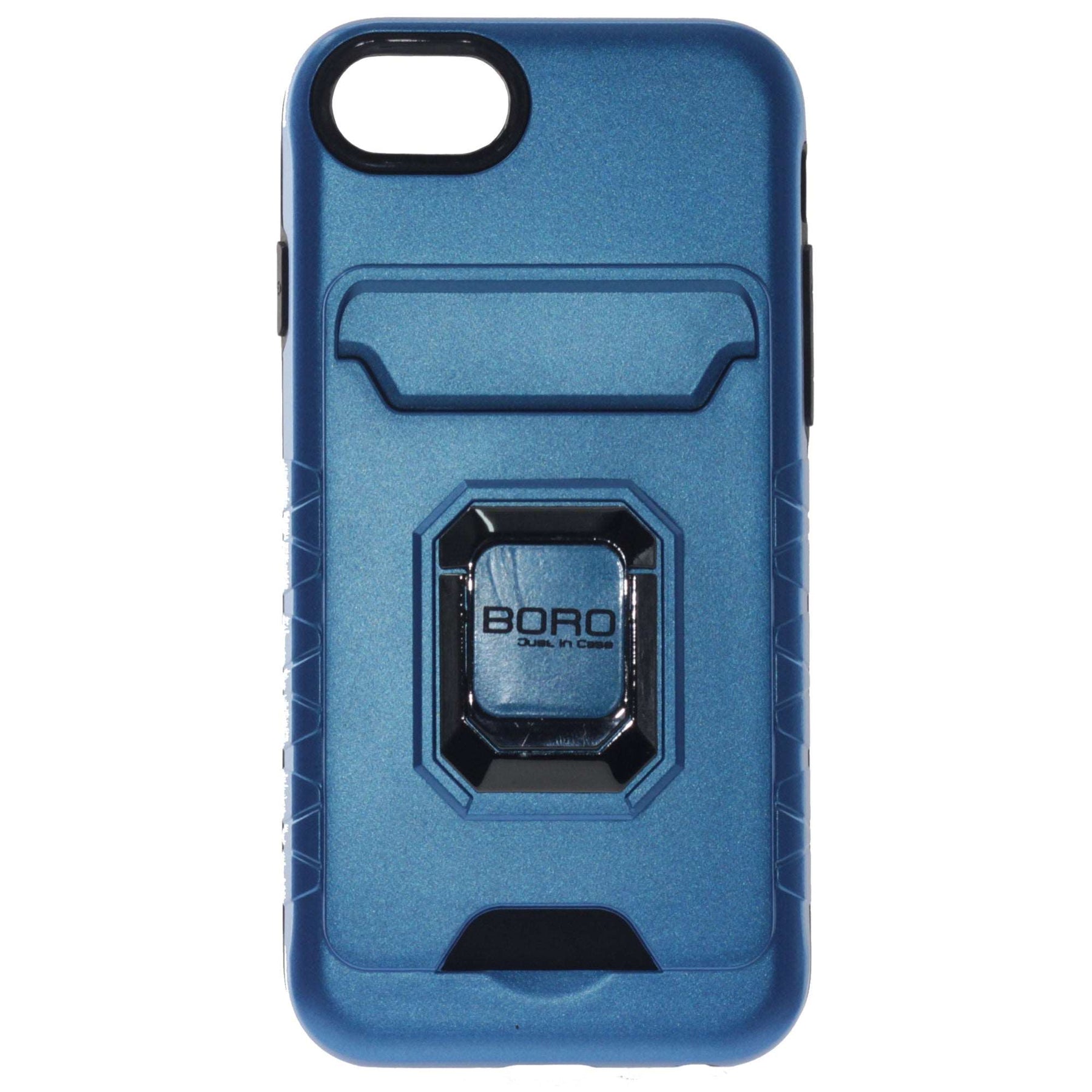 Apple iPhone 6/7/8/Plus, (BORO) Magnetic Ring Armor Case with Card Holder, Color Blue