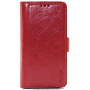 Huawei P30, Leather Wallet Case, Color Red,
