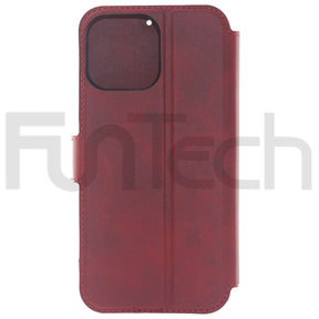 iPhone 13 Mini, Leather Wallet Case, Color Red.