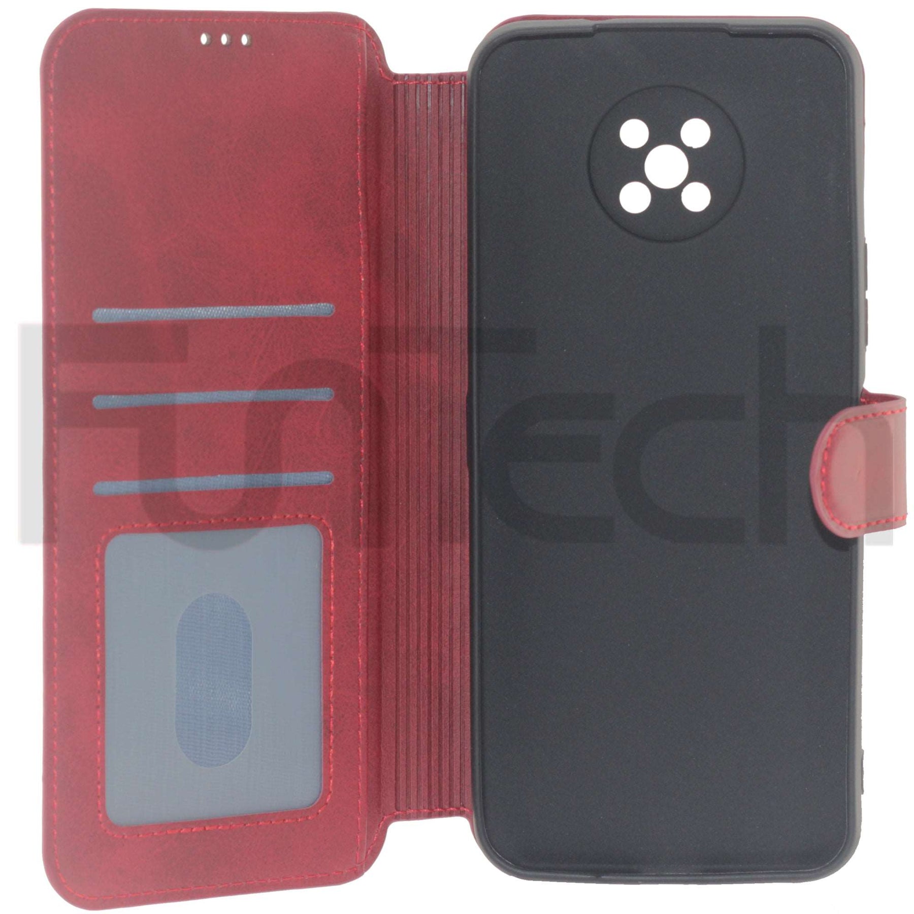 Nokia G50, Leather Wallet Case, Color Red.