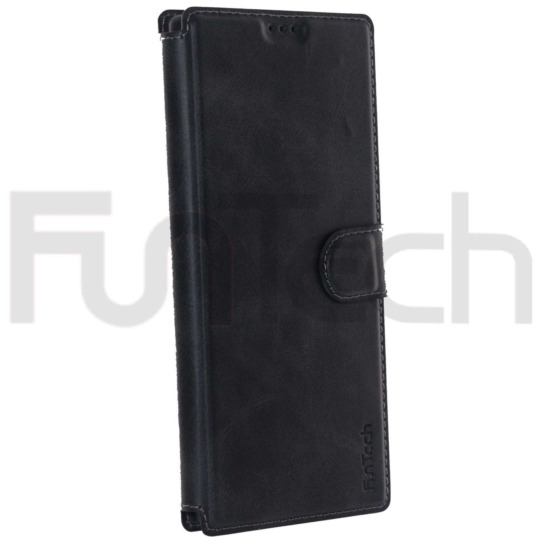 Samsung Note 10 Plus, Leather Wallet Case, Color Black.