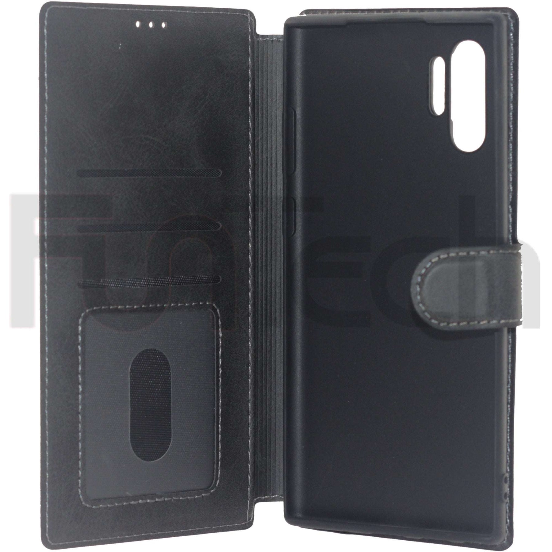 Samsung Note 10 Plus, Leather Wallet Case, Color Black.