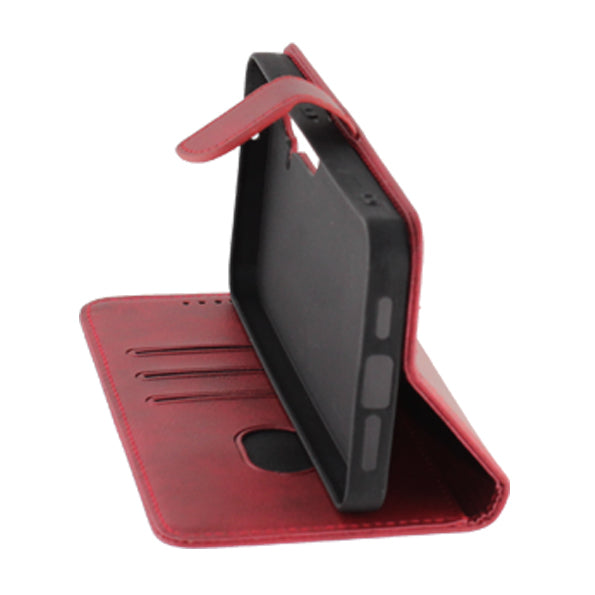 Samsung S24 Plus, Leather Wallet Case, Color Red.