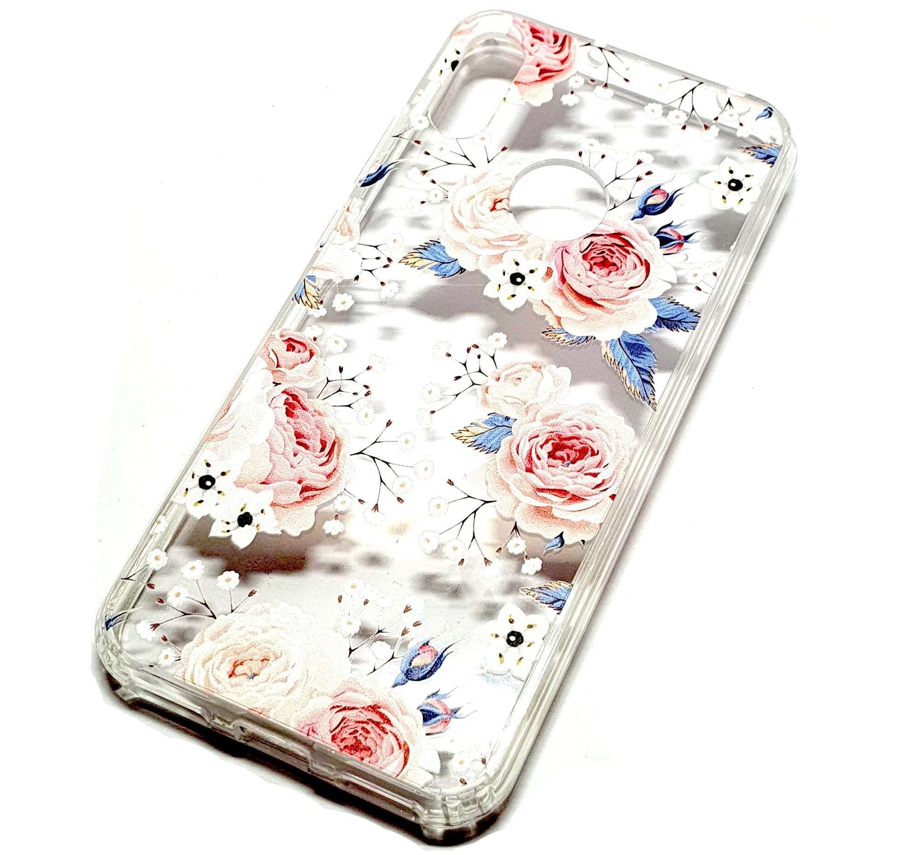 Huawei Y6 2019 decorative clear transparent phone case roses
