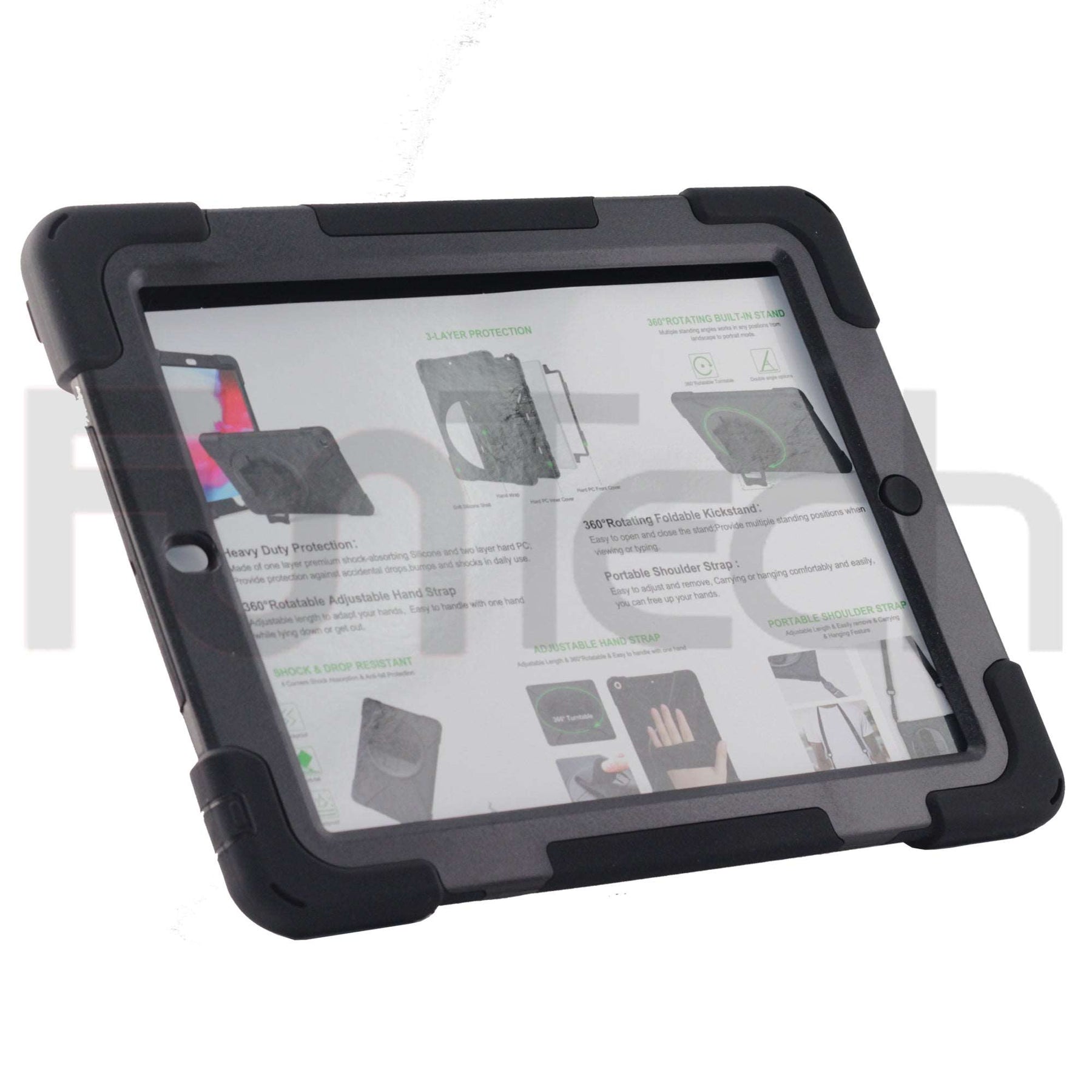 iPad 2/3/4, 360` Hard Shockproof Case, Color Black,