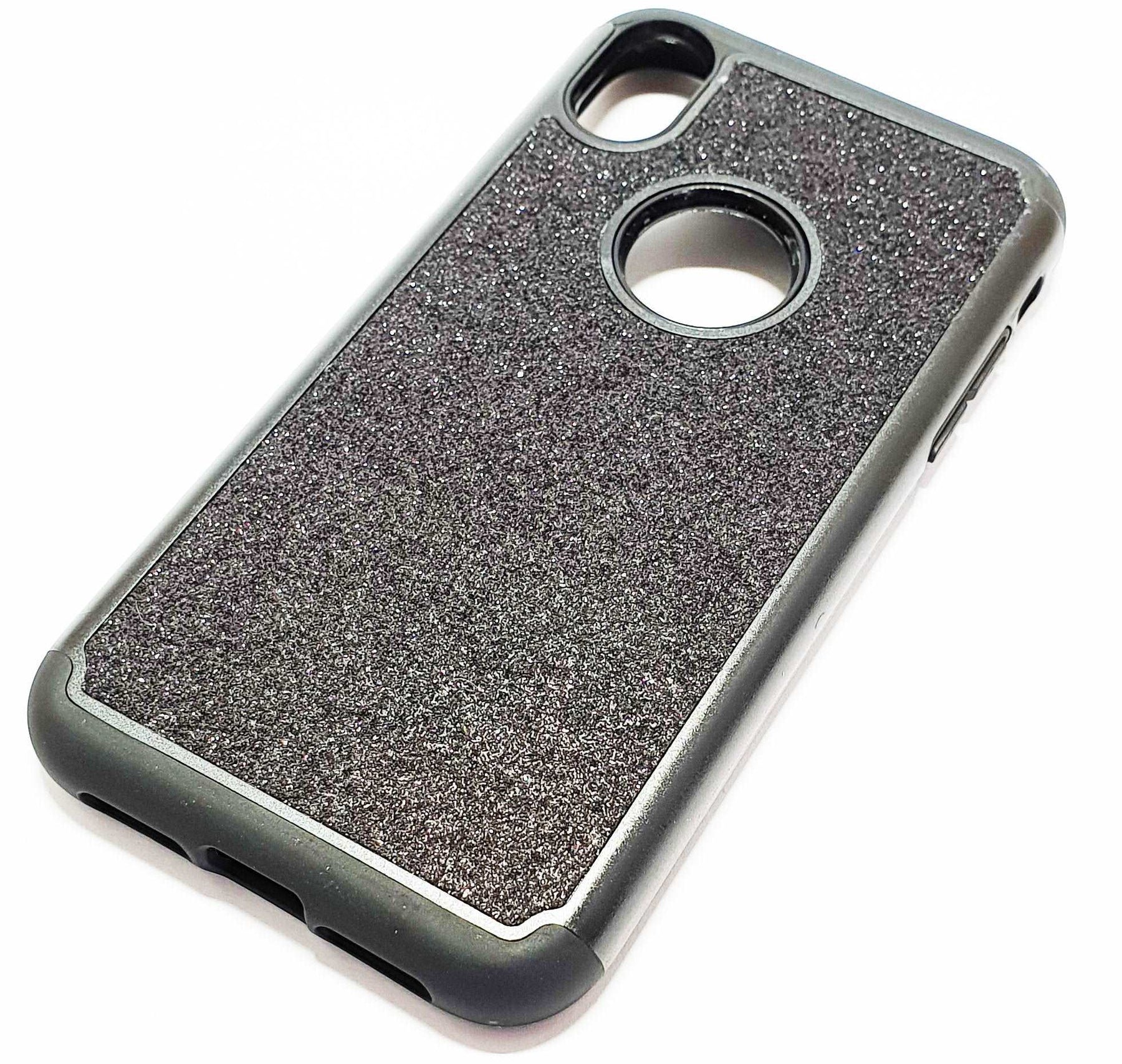 iPhone XR Shockproof black glitter phone case