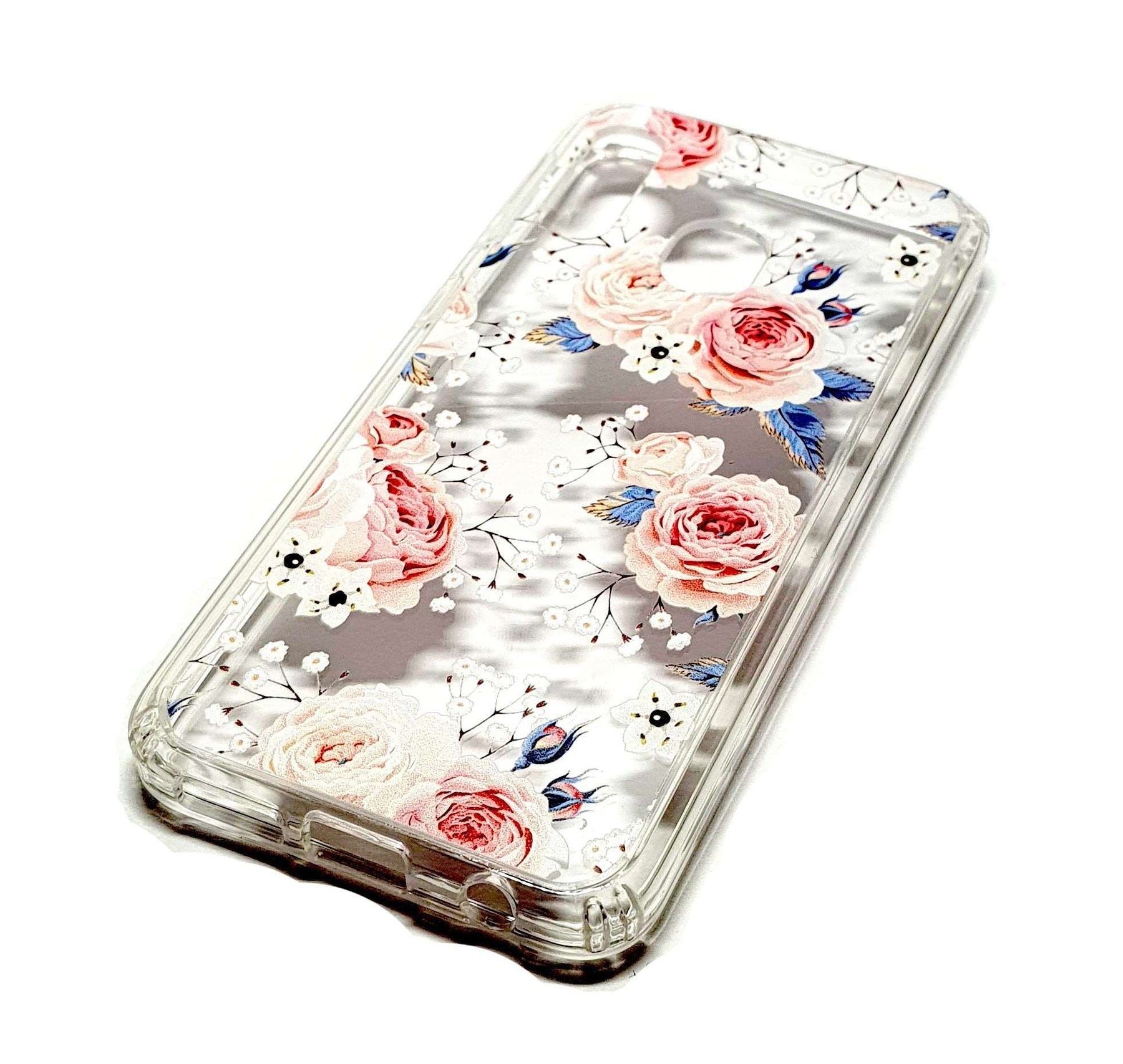 Samsung A40 decorative clear transparent phone case roses