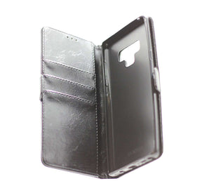 Samsung Note 9 Leather Wallet Case Black