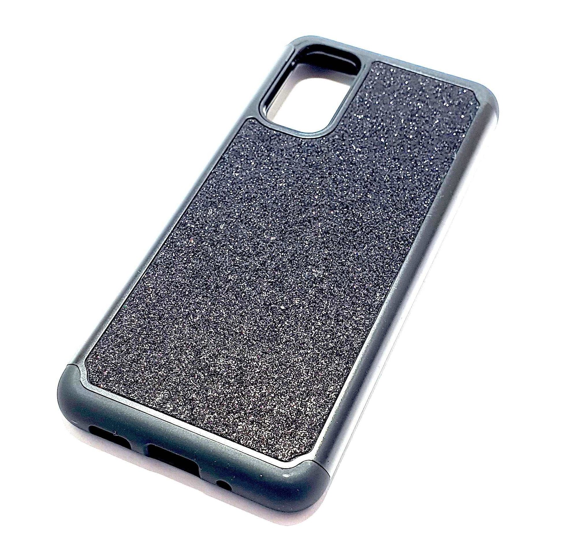 Samsung S20 Plus Shockproof black glitter phone case