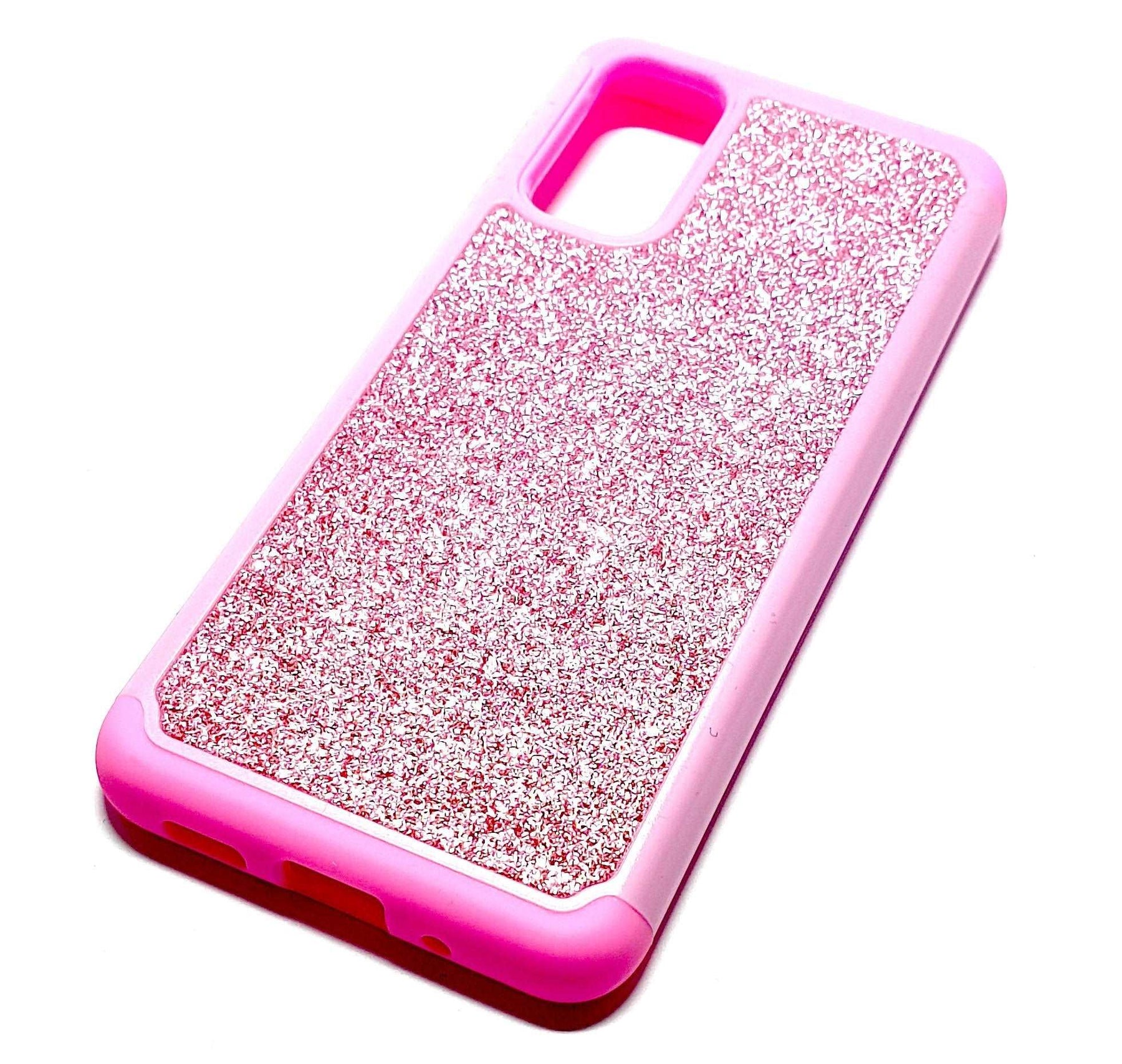 Samsung S20 Plus Shockproof pink glitter phone case