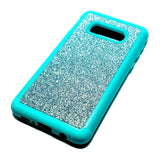 Samung S10 plus Shockproof light blue glitter phone case