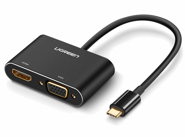 UGREEN USB-C to HDMI + VGA Adapter with PD (Silver)